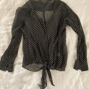 Madewell Sheer Silk Top, Black Polkadot (small)